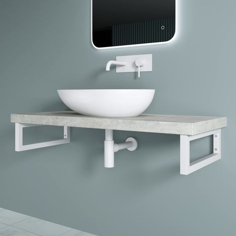 doporro Soporte de Pared para Encimera o Tocador en Acero Inoxidable Blanco 50×3×15 cm – También Funciona como Toallero, 1 Pieza, Modelo WH01