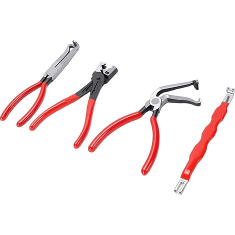 Jeu de Pinces Déconnexion électrique 4 Pièces, Kit d'outils Retrait Prise Automobile en Acier au Carbone pour la Réparation (Ensemble poignées Rouges + extracteur de) - Ensemble rouges (1/5)