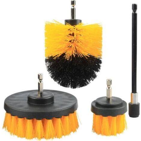 Brosse Nettoyage Perceuse Électrique 4 Pièces Brosse Rotative Nettoyage de Forage Attachement Drill Brush avec Tige d'Extension pour Voiture Tapis Sol Cuisine Salle de Bains Toilette Piscine (1/5)