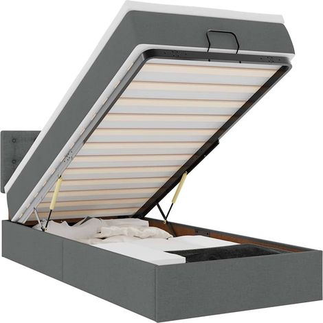 Maison Exclusive - Ottomane Bett mit Matratze & LEDs Dunkelgrau 8