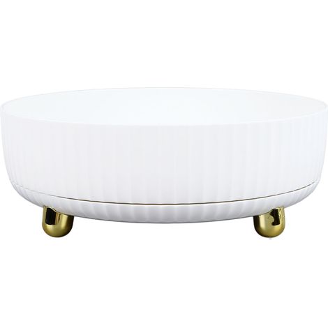 Storage Turntable 360 Degree Rotating Large Capacity Stylish Organizer Tray for Kitchen Spices Fruits Cosmetics White