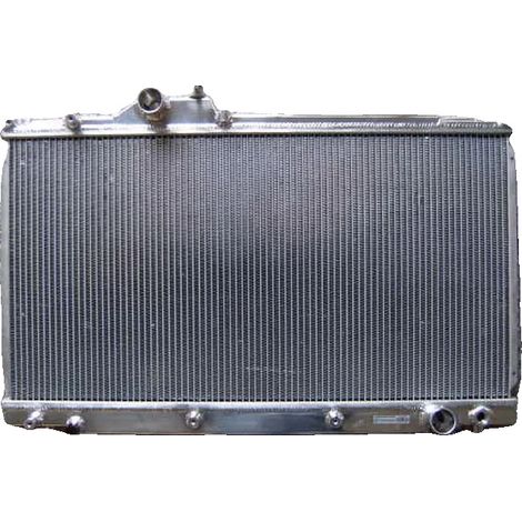 Radiador de aluminio, construcción de aleación, tamaño del núcleo 375 mm x 708 mm, dimensiones totales 29" x 18,25", entrada/salida Φ 35 mm, compatible con Lexus IS300 manual 2001-2005 (1/5)