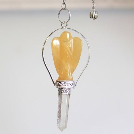 Pendule Ange avec Anneau - Quartz Jaune- Vendu par 1 (1/2)