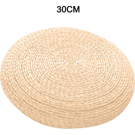 Coussin de méditation polyvalent de 11,8 pouces, rond et rustique, tissé au sol, Pouf fait à la main, tapis en cosse de maïs (1/5)