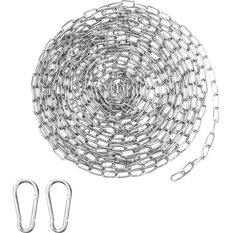 Chaine Acier Inoxydable 304, 6m Chaine Acier Avec 2 Crochets Plats, Chaîne De Sécurité De 1,5mm D'épaisseur, Chaine Acier Inoxydable Bricolage Pour Clôture, Promenade Et Chaîne De Chien (1/5)