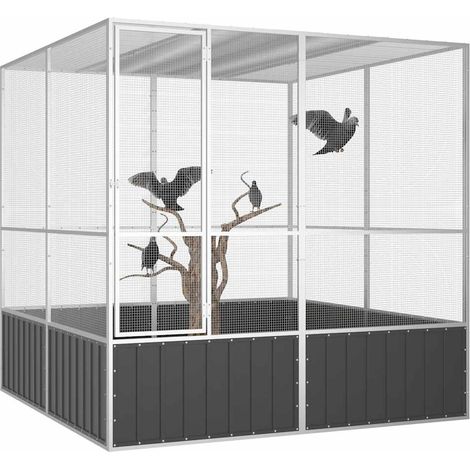 Cage à oiseaux Anthracite 213,5x217,5x211,5 cm Acier galvanisé (1/5)