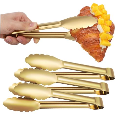 5-teiliges Set – Speisezange – Salatzange – Buffetzange – Grillzange – Küchenzange aus Edelstahl – 23 cm lange Küchenzange zum Kochen, für Salate, Buffets, Vorspeisen und Desserts – Ideal für Hochzeit (1/5)