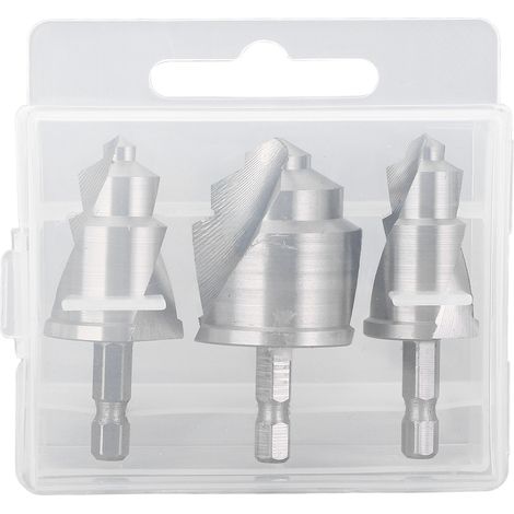 Juego de 3 brocas de elevación con escariador escalonado y vástago hexagonal de 6,35 mm (1/4 de pulgada) para la reparación de tuberías de agua de PVC y PPR (15-19 mm, 18-24 mm, 24-31 mm). (1/5)