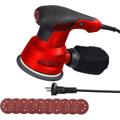Ponceuse orbitale électrique 300W 125 mm 5 pouces 6 niveaux de vitesse réglables avec bac à poussière outil de polissage pour bois et voiture