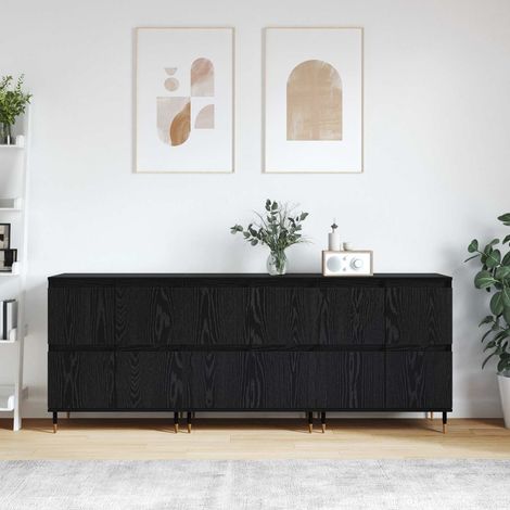vidaXL Aufbewahrungsschrank 3 pcs Schwarz Eichen-Optik 60 x 35 x 70 cm (1/5)