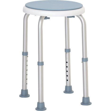 Tabouret de douche siège de douche antidérapant tabouret de bain hauteur réglable pivotant à 360° en aluminium (1/5)