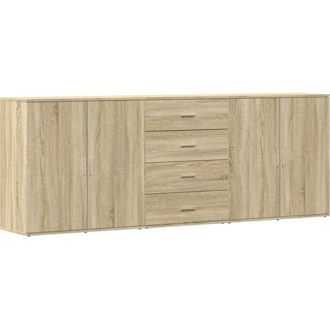 Credenza buffet cassettiera mobile contenitore organizer cucina soggiorno soggiorni 3 pezzi Sonoma MDF marrone 020037115