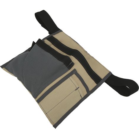 Sacoche ceinture toile kaki, organisateur rangement pour vis clous écrous forets kit réparation (1/5)