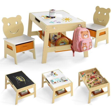 Set da tavolo per bambini 5 in 1 con lavagna e contenitore