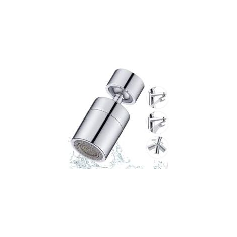 Aireador de grifo giratorio de 360 grados, 2 modos ajustables, boquilla de grifo con filtro y rociador, aireador de grifo ahorrador de agua, cabezal de grifo giratorio para cocina y baño - Crezuo (1/4)