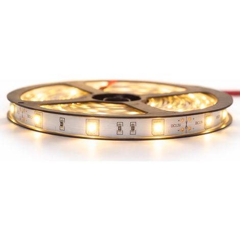 Kit de cinta profesional 5050 - 30 leds/m - 5 metros Blanco cálido en IP20  Longitud: 5 metros - Transformador: No se incluye la fuente de alimentación