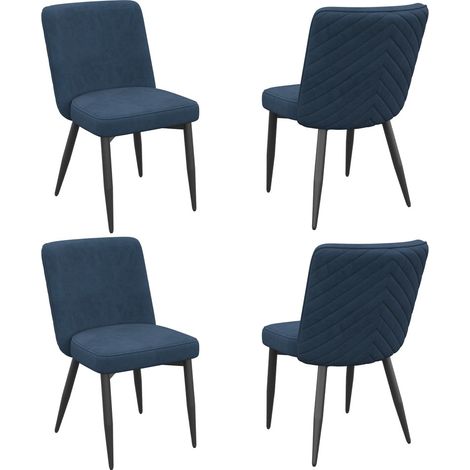 Chaise moderne x4-confort respirant-rembourrage velours bleu foncé-pieds stables-48x63x85cm (1/5)