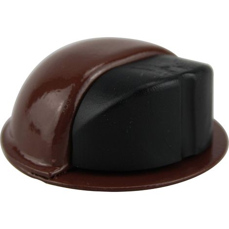 Butée de porte en métal  Ø 50 mm  Tampon en caoutchouc noir  Marron  Compatible charnière décorative, serrure menuiserie métallique, poignée de porte extérieure, Marron, Métal (1/2)