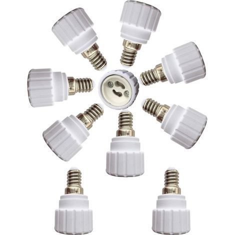 10 adaptateurs de douille E14 vers GU10, compatibles avec les ampoules LED/CFL, anti-incendie, sans risque d'incendie (1/5)