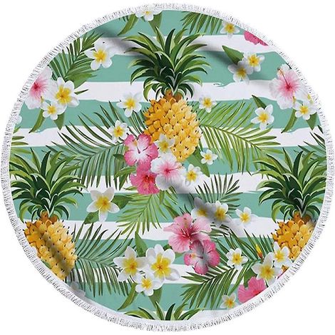 Serviette de plage en microfibre motif ananas et tournesol avec sac à dos à cordon, couverture de sport et de yoga (1/5)