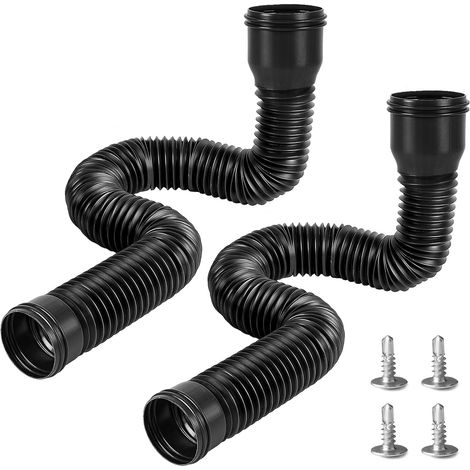 Lot de 2 rallonges flexibles et rondes pour tuyau de descente de gouttière 80/100 mm - Extension de gouttière extensible de 47 à 150 cm (noir, 2 pièces) (1/5)