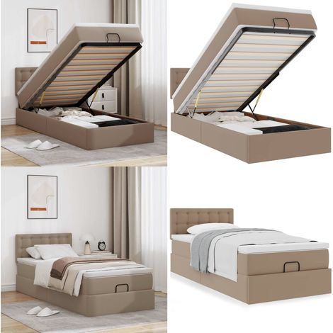 VidaXL Lit ottoman et matelas cappuccino 100x200cm similicuir (1/5)