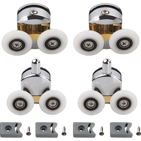 Shower Door Rollers, Plastic Door Wheels, for DIY 4-6mm Glass, Diameter 23mm (2 Top Rollers & 2 Bottom Rollers) (23mm) (1/5)