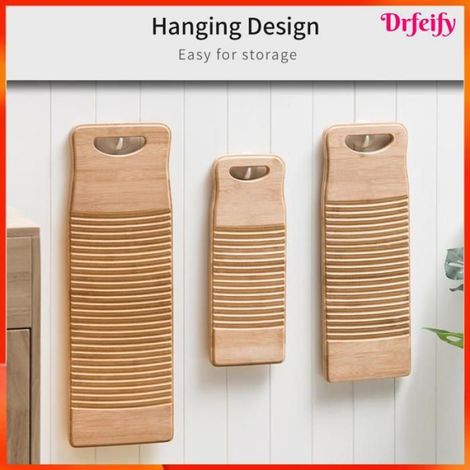 Akozon vêtements de blanchisserie Planche à Laver en Bois Planche à Laver à la Main en Bois 100 % Naturel avec deco lit taille M (1/5)