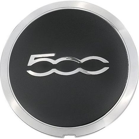 Enjoliveur centre roue – Noir/chrome – Fiat 500, 500C, 500E 2012-2019 – Remplace 68078419AC (1/5)
