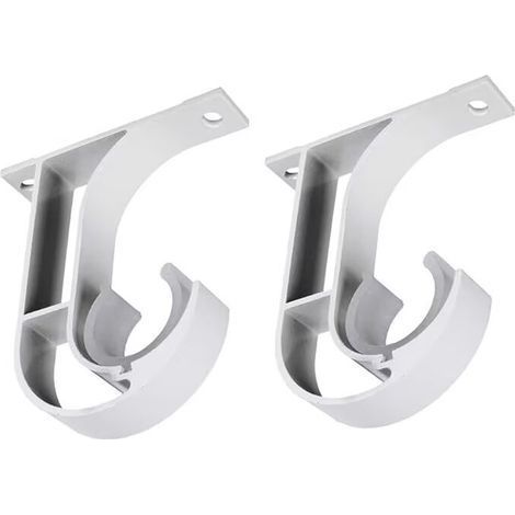 2pcs Support Tringle Rideaux Plafond Blanc Support Tringle Penderie Support pour Garde-Robe Tube Supports de Tube de Penderie en Forme U, Convient aux tringles à Rideaux d'un diamètre de 28mm (1/2)