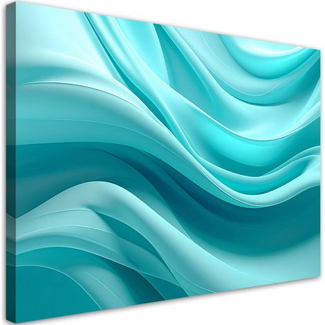 Quadro su tela, Onde turchesi astratte in una composizione moderna - 45x30 (1/2)