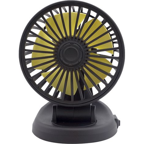 Ventilador para coche, 12 V, ajuste multiángulo, ventilador para encendedor de cigarrillos para coches, furgonetas, autocaravanas, camiones, amarillo (1/5)