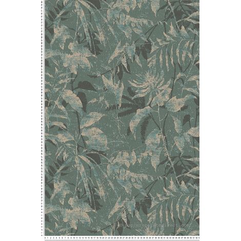 Papier peint intissé Palmiers & Feuilles Or, Vert - 10,05 x 0,53 m (1/5)