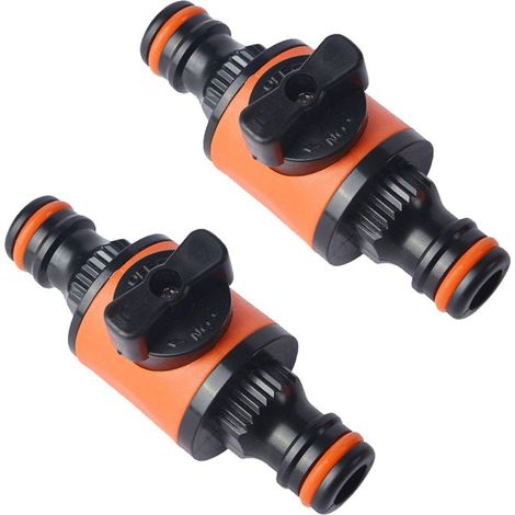 Lot de 2 raccords et raccords de tuyau à dégagement rapide, connecteur d'arrêt en ligne pour tuyau d'arrosage, valve à tétine, vanne d'arrêt pour tuyau d'arrosage