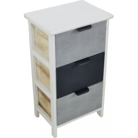 Mobiletto in legno con tre cassetti multiuso design compatto 34x25xH60.5 cm