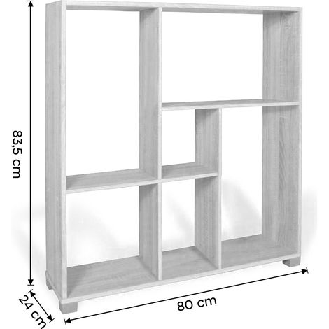Librería estantes cubos y rectángulos Art.107 Almacenamiento 80x24x83,5H cm Color: Blanco