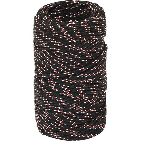 Corde polyvalente tressée - polypropylène - Ø 2 mm - 100 m - noir et rouge