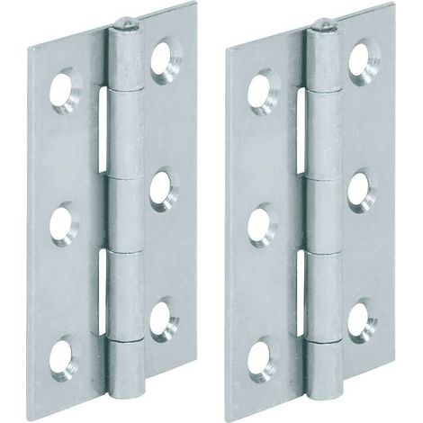 2x charnière plate acier 80 x 41mm meuble bois porte placard étagère cuisine (1/2)