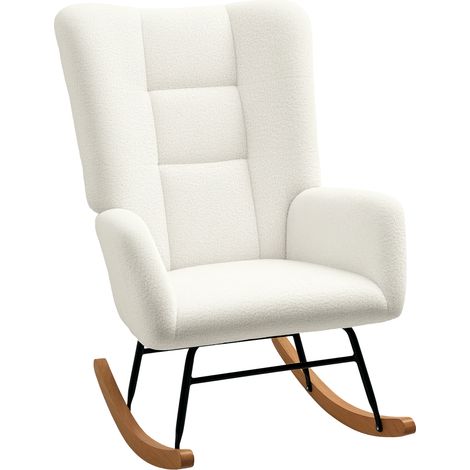 Cream White Teddy Fleece Rocking Chair for Cozy Comfort and Stylish Home Decor