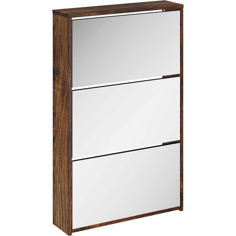 Maison Exclusive - Scarpiera con Specchio a 3 Livelli Rovere fumo 63x17x102,5 cm