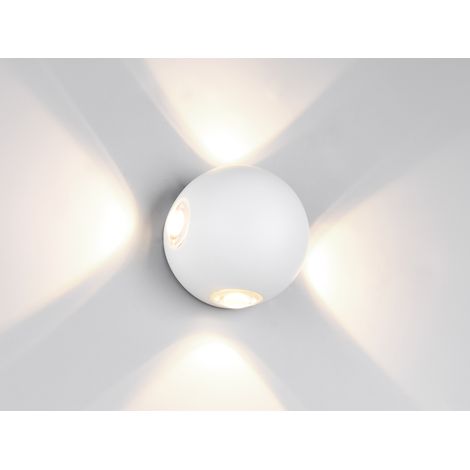 Kleine LED Außenwandleuchte AVISIO 4 flammig, Kugel in Weiß Ø 10cm