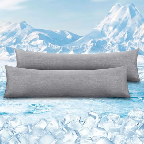 WOLTU 2 Pezzi Coppia Federe Copricuscino Rinfrescanti in Lavatrice con Zip – Protezione e Comfort 40x145cm Grigio (1/5)