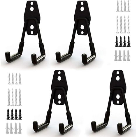 Lot de 4 crochets de rangement en acier pour garage, crochets de rangement pour outils de garage sans (1/5)
