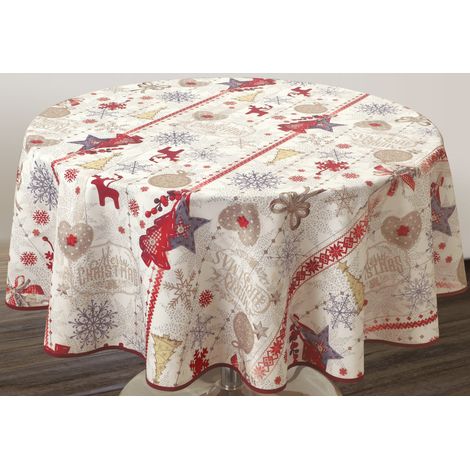 Nappe Anti-taches Joyeux Noël - Ronde 160 cm (1/3)