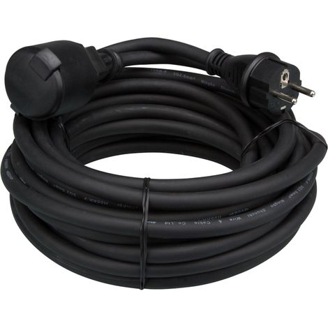 Perel Cable de extensión, H05RR-F 3G2.5, 25 m, 16 A/230 V, 3680 W, Tipo E/F, IP44, Caucho, Negro