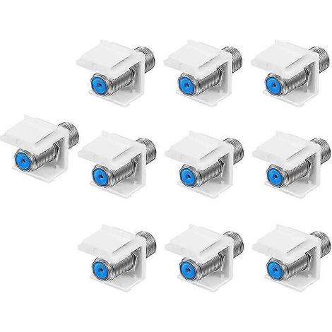 Lot de 10 embouts coaxiaux, rallonge de câble RG6 de type F, femelle à femelle, adaptés aux panneaux muraux et aux panneaux de brassage. (1/5)