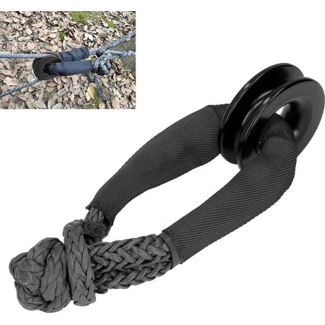 Kit de Poulie de Récupération en Alliage d'Aluminium avec Câble Souple Synthétique pour Véhicules Tout Terrain, SUV et Camions - Noir (1/5)