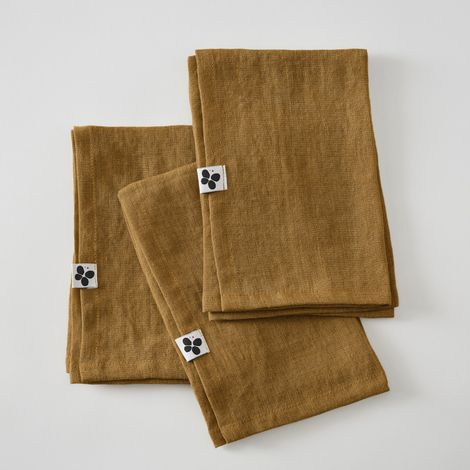 Lot de 3 serviettes de table "Soline" 40 x 40 cm Lin lavé - Soline Caramel