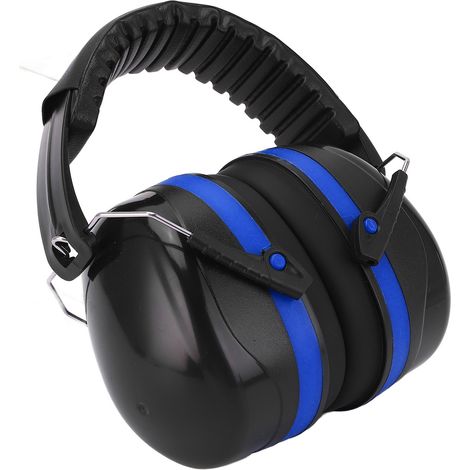 Casque antibruit industriel amélioré, casque à réduction de bruit, adapté au tournage, au sommeil, à l'apprentissage, au fonctionnement silencieux et à la protection (noir et bleu). (1/5)
