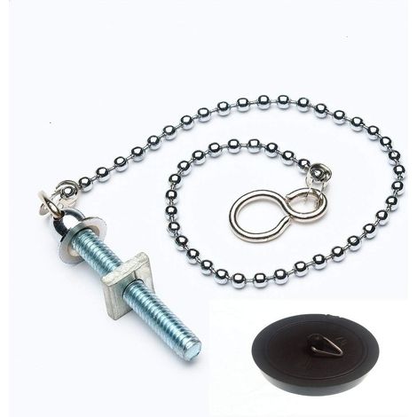 One Stop DIY Lot de 4 chaînes à billes pour évier avec bouchon noir 300 mm